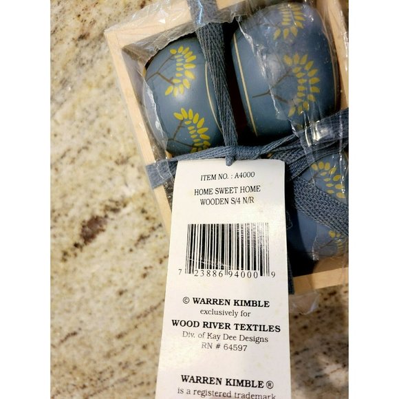 Warren Kimble Home Sweet Home Valley Forge Wooden Napkin Rings Set of 4 NIP - Picture 7 of 10